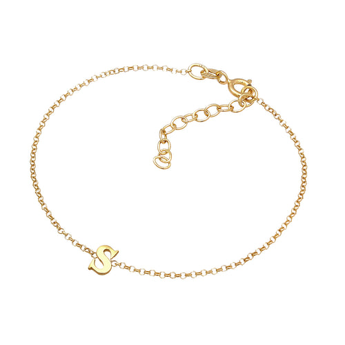 Gold Gelang Perhiasan Perak 925 Wanita Pendant Letter S Basic Gold Plated
