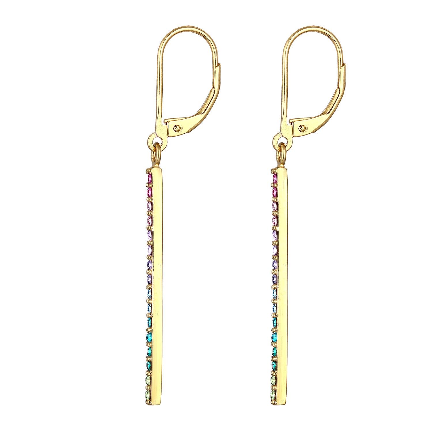 Colored Perhiasan Wanita Perak Asli - Silver Anting Ear Hanger Geo Bar Sparkling Crystals Lapis Emas