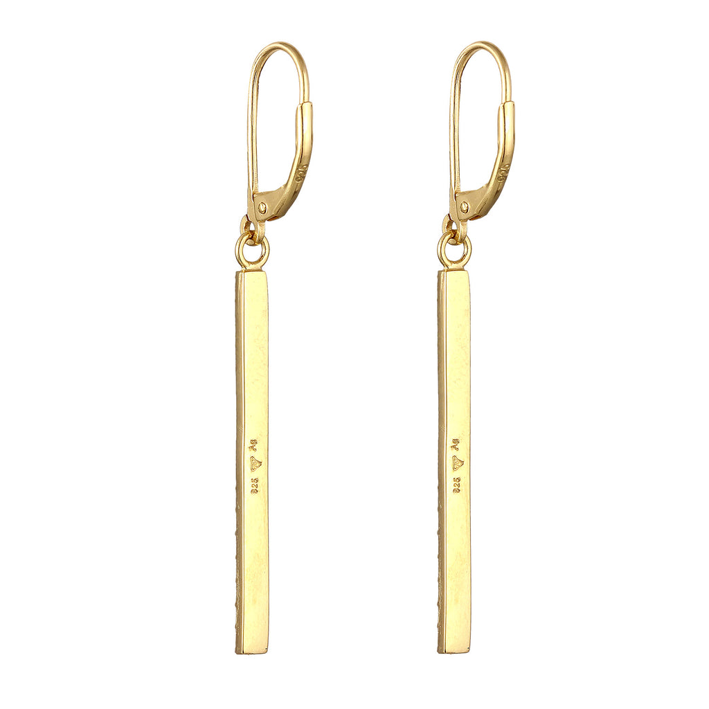 Colored Perhiasan Wanita Perak Asli - Silver Anting Ear Hanger Geo Bar Sparkling Crystals Lapis Emas