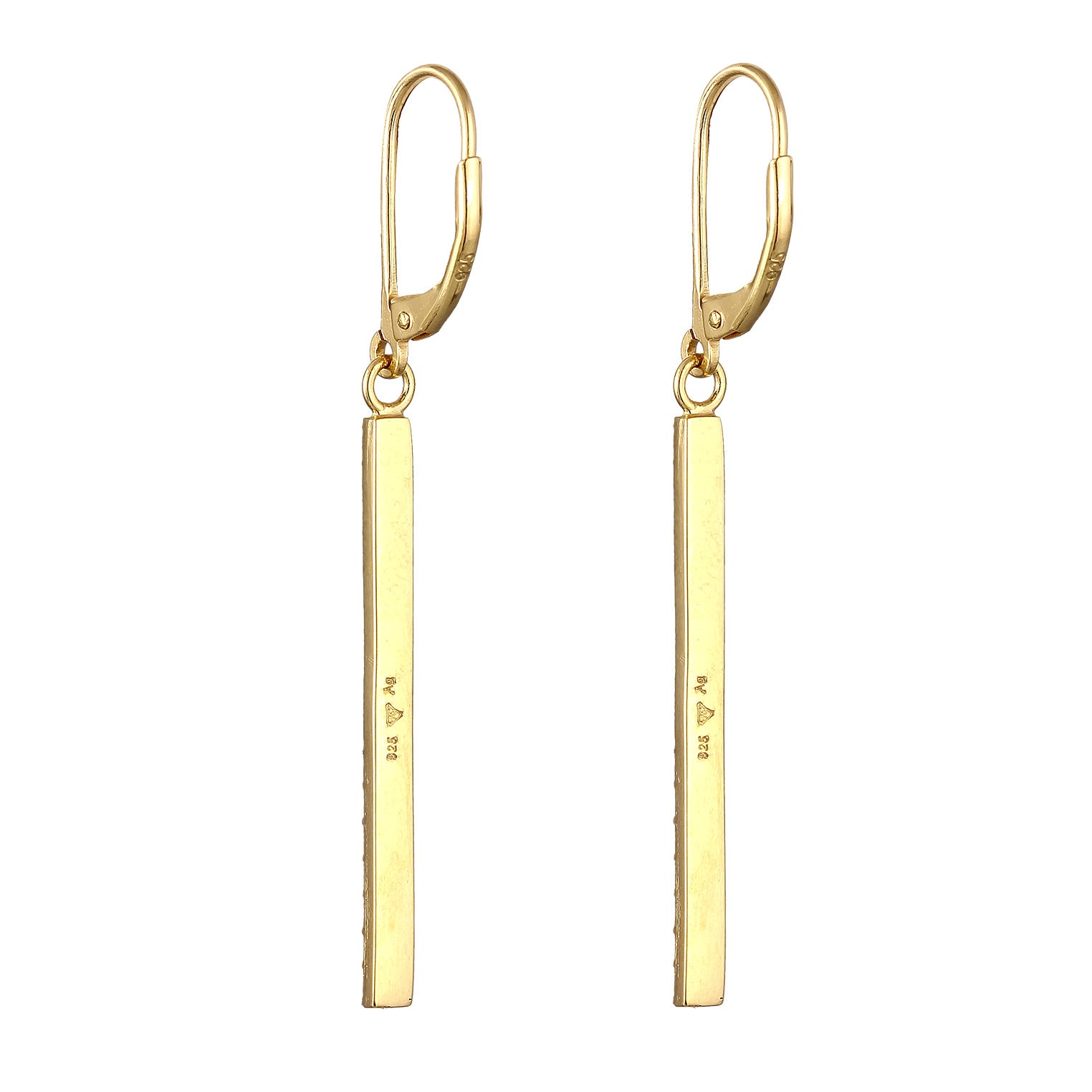Colored Perhiasan Wanita Perak Asli - Silver Anting Ear Hanger Geo Bar Sparkling Crystals Lapis Emas