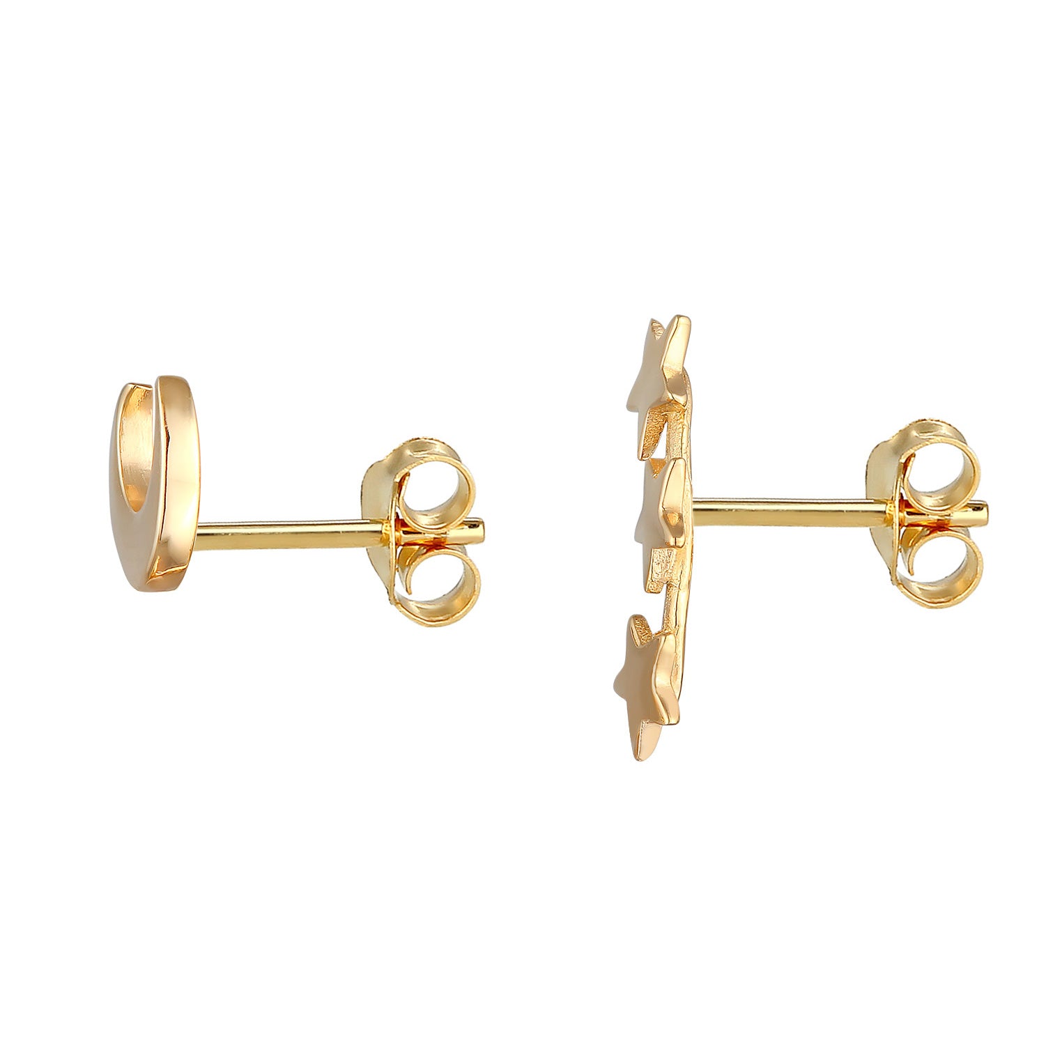 Gold Perhiasan Wanita Perak Asli - Silver Anting Stud Crescent Moon Star Mix