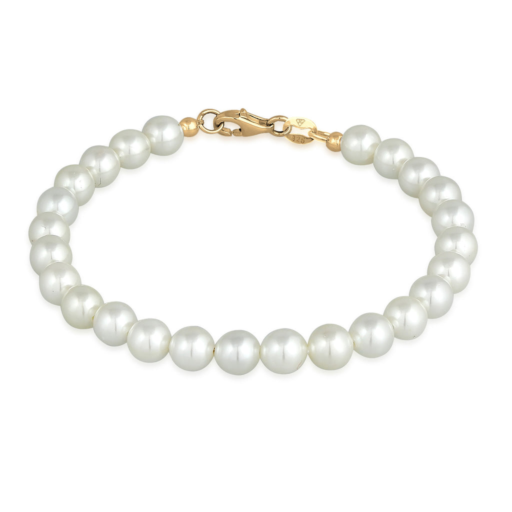 Gold Perhiasan Wanita Perak Asli - Silver Gelang Baroque Trend Shell Core Pearls