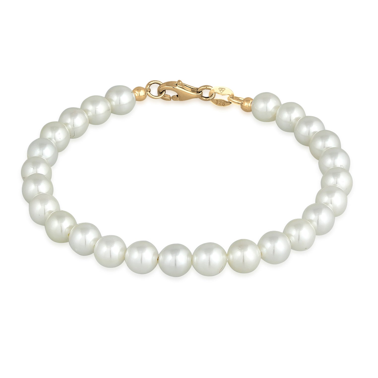 Gold Perhiasan Wanita Perak Asli - Silver Gelang Baroque Trend Shell Core Pearls