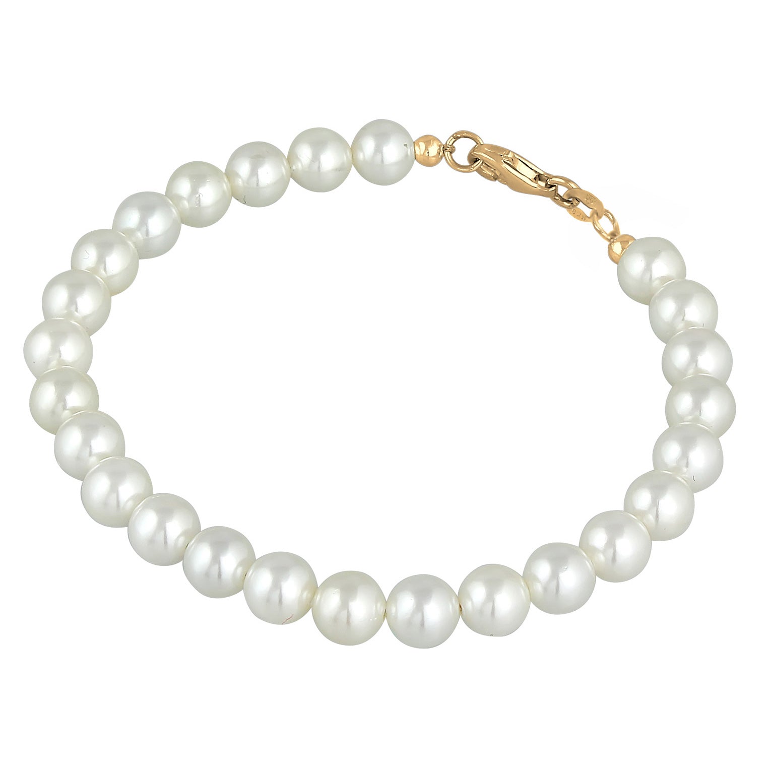 Gold Perhiasan Wanita Perak Asli - Silver Gelang Baroque Trend Shell Core Pearls