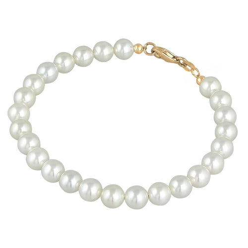 Gold Perhiasan Wanita Perak Asli - Silver Gelang Baroque Trend Shell Core Pearls