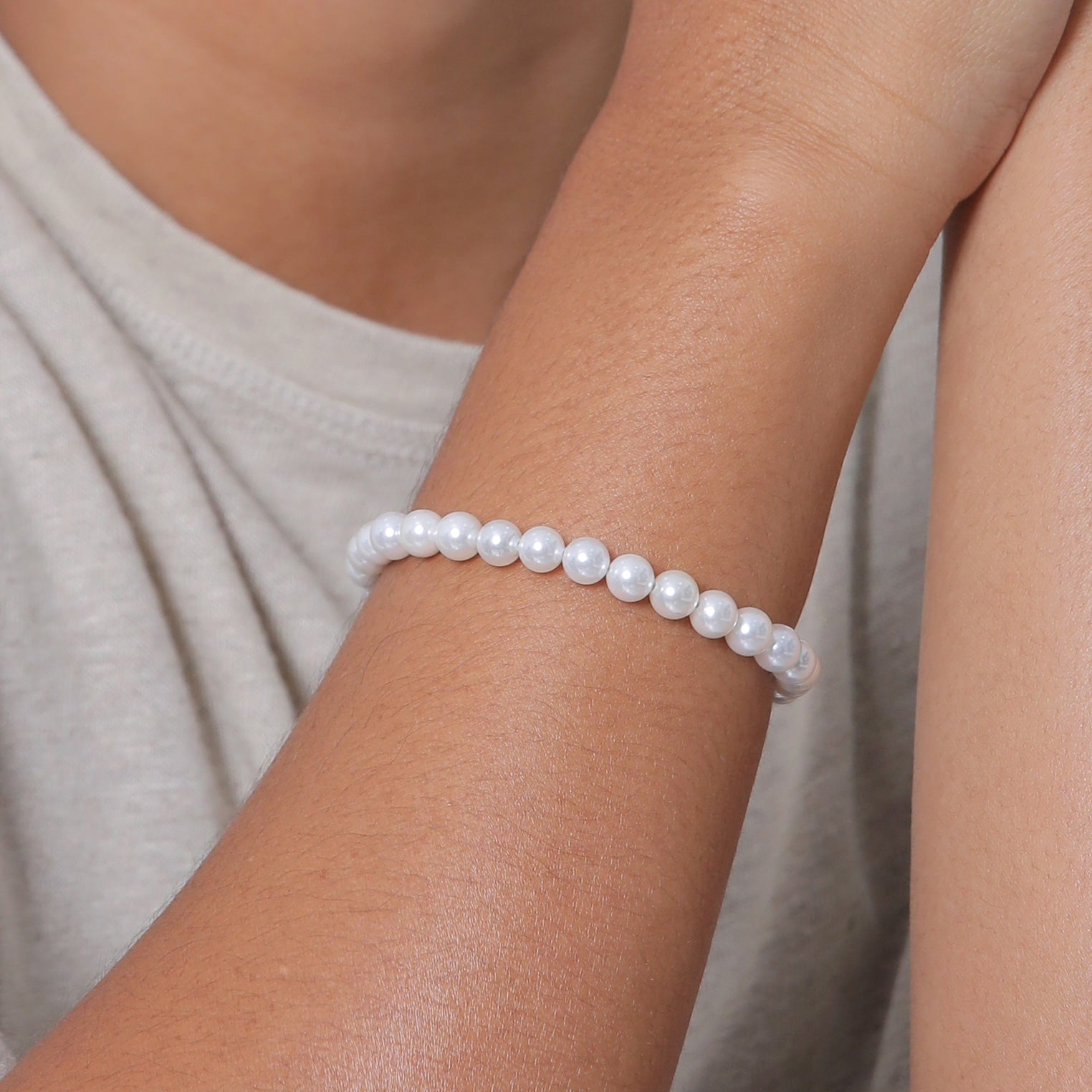 Gold Perhiasan Wanita Perak Asli - Silver Gelang Baroque Trend Shell Core Pearls