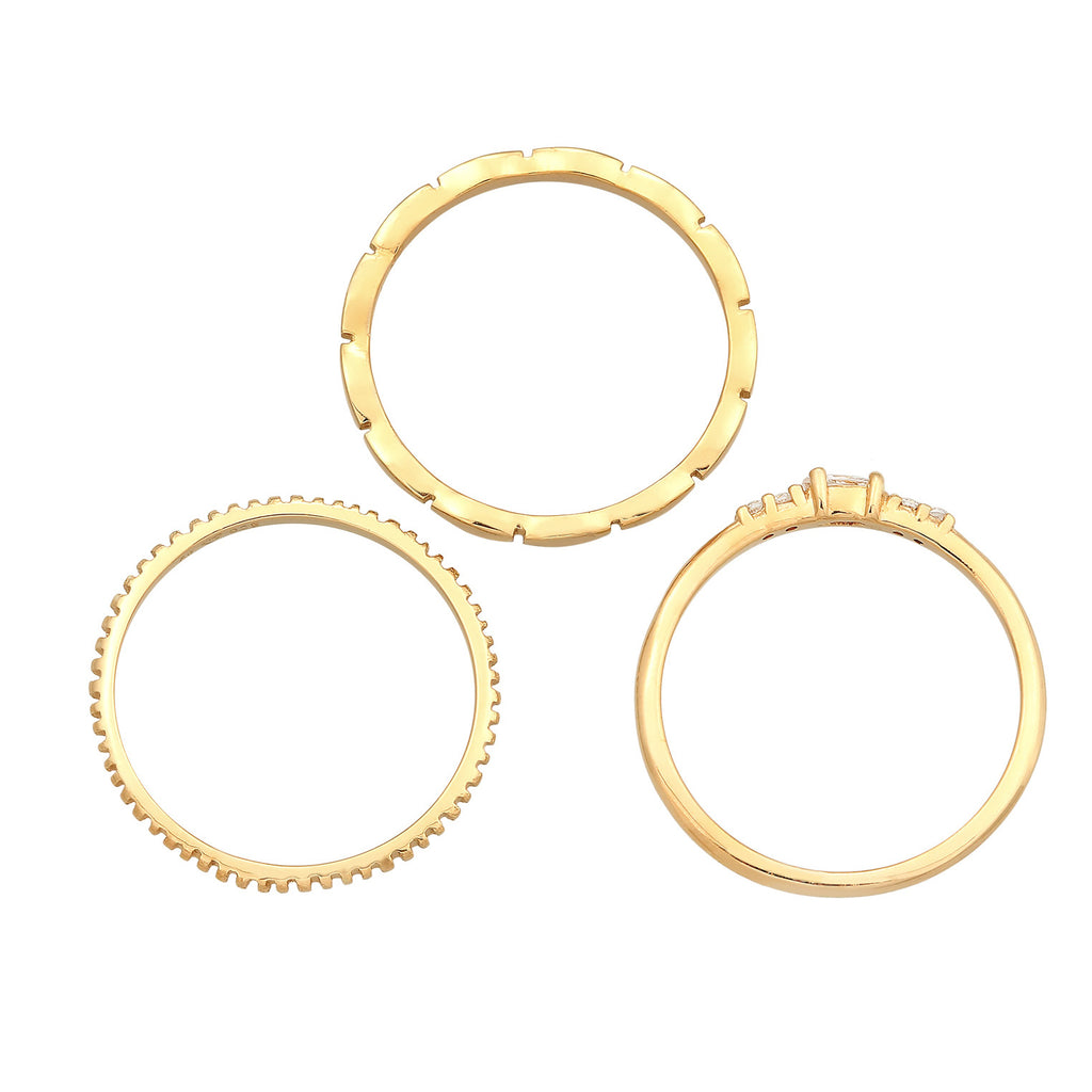 Gold Cincin Perhiasan Perak 925 Wanita Stack Marquise Basic Set Zirconia Crystals Gold Plated