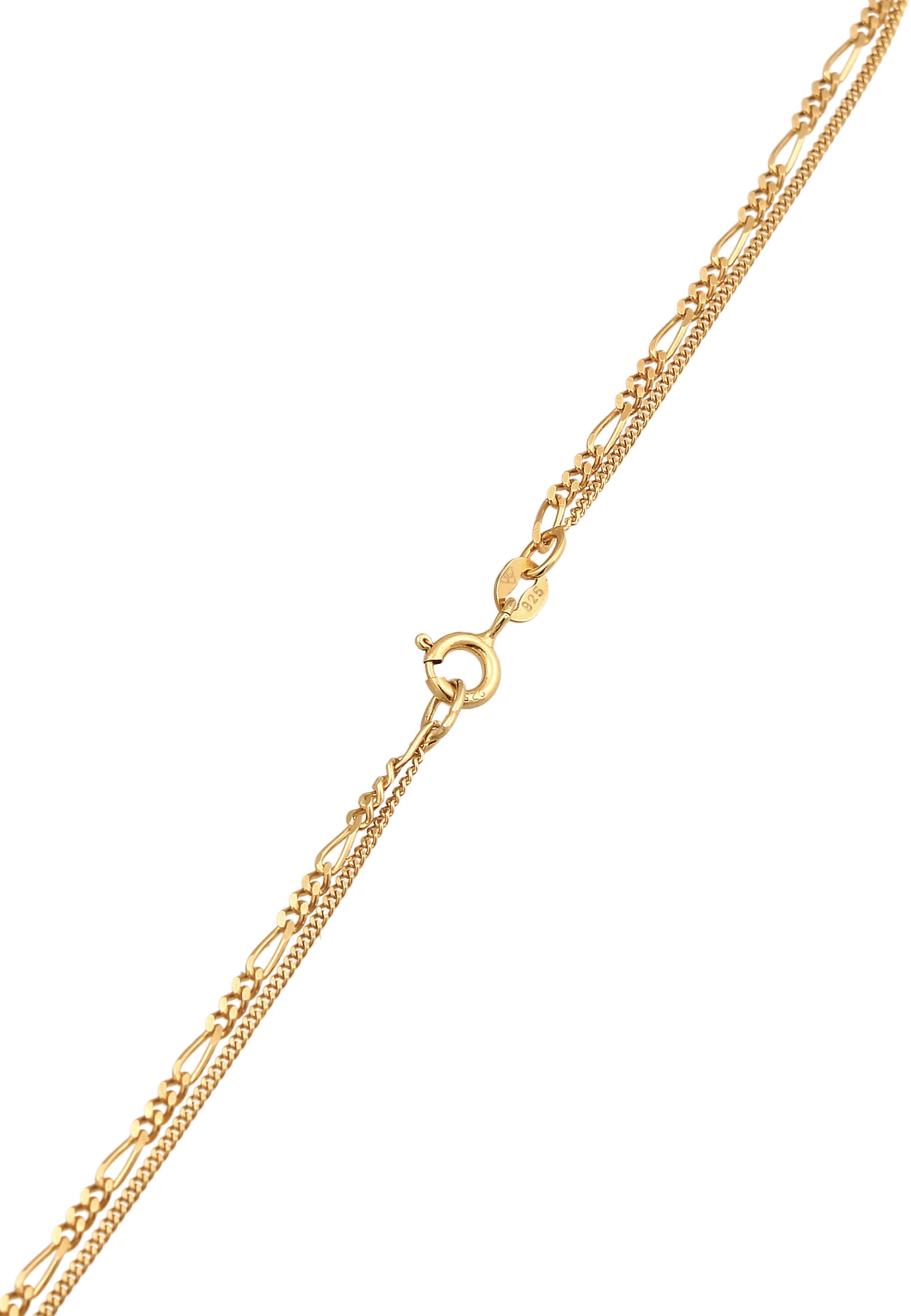 Gold Kalung Perhiasan Perak 925 Wanita Layer Heart Pendant Figaro Gold Plated