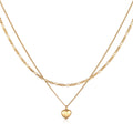 Gold Kalung Perhiasan Perak 925 Wanita Layer Heart Pendant Figaro Gold Plated