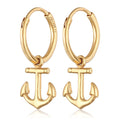 Gold Anting Perhiasan Perak 925 Wanita Creoles Anchor Pendant Maritime Gold Plated