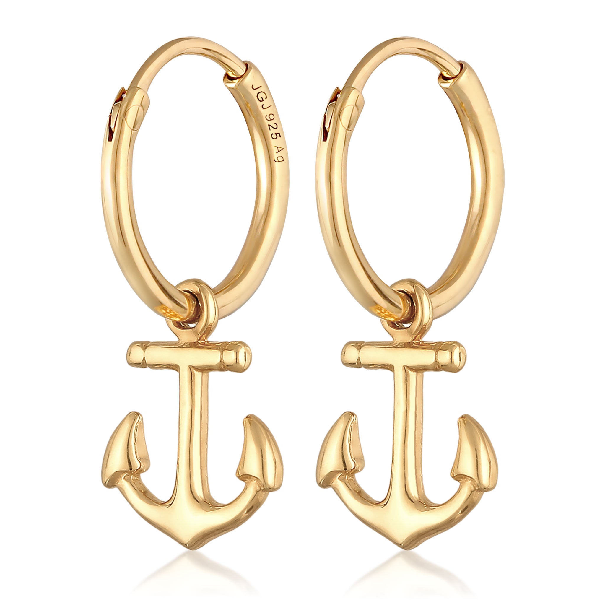 Gold Anting Perhiasan Perak 925 Wanita Creoles Anchor Pendant Maritime Gold Plated