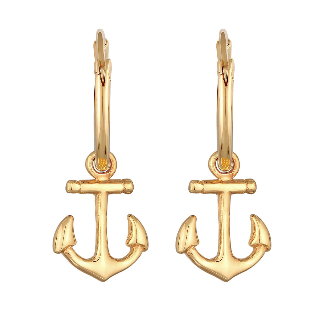 Gold Anting Perhiasan Perak 925 Wanita Creoles Anchor Pendant Maritime Gold Plated