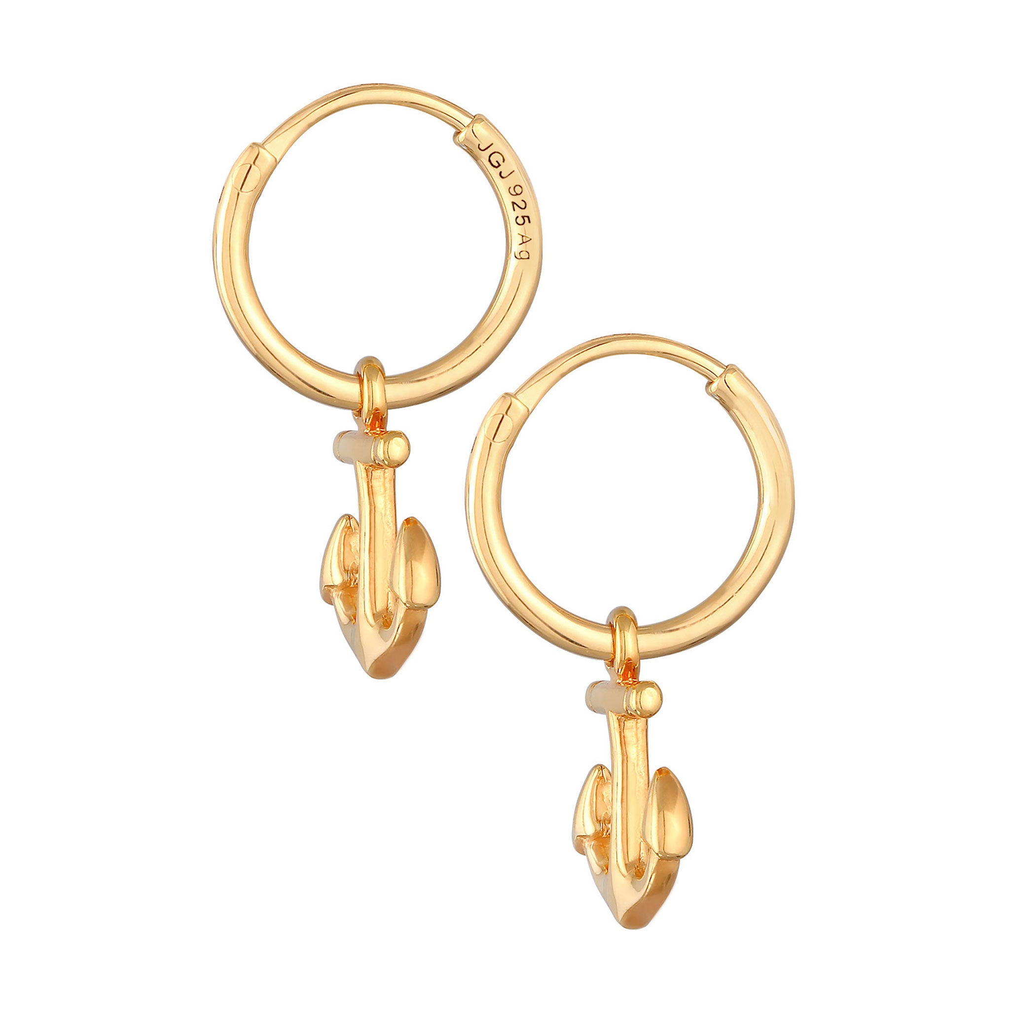 Gold Anting Perhiasan Perak 925 Wanita Creoles Anchor Pendant Maritime Gold Plated