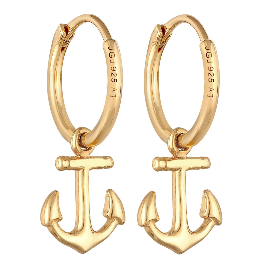 Gold Anting Perhiasan Perak 925 Wanita Creoles Anchor Pendant Maritime Gold Plated
