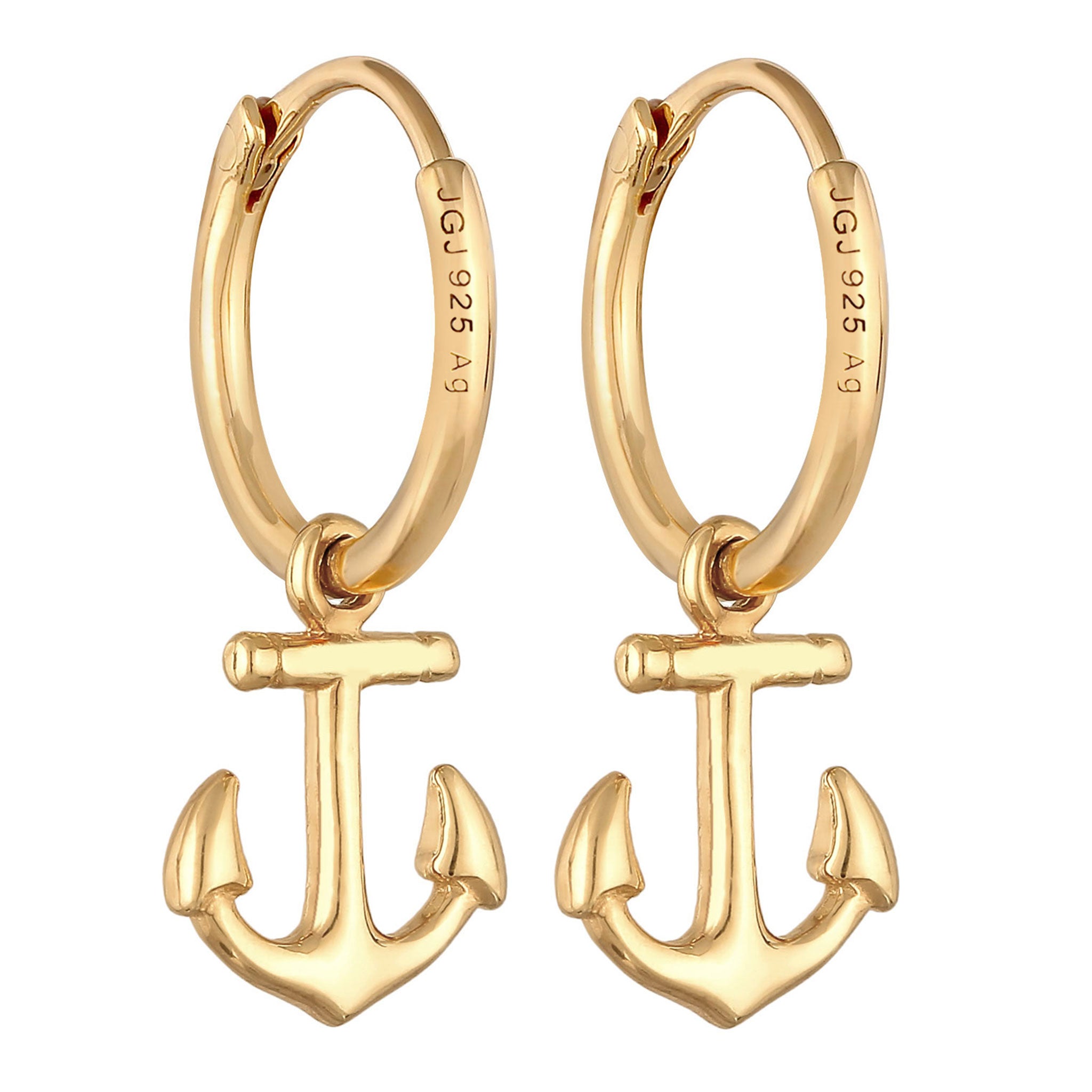 Gold Anting Perhiasan Perak 925 Wanita Creoles Anchor Pendant Maritime Gold Plated
