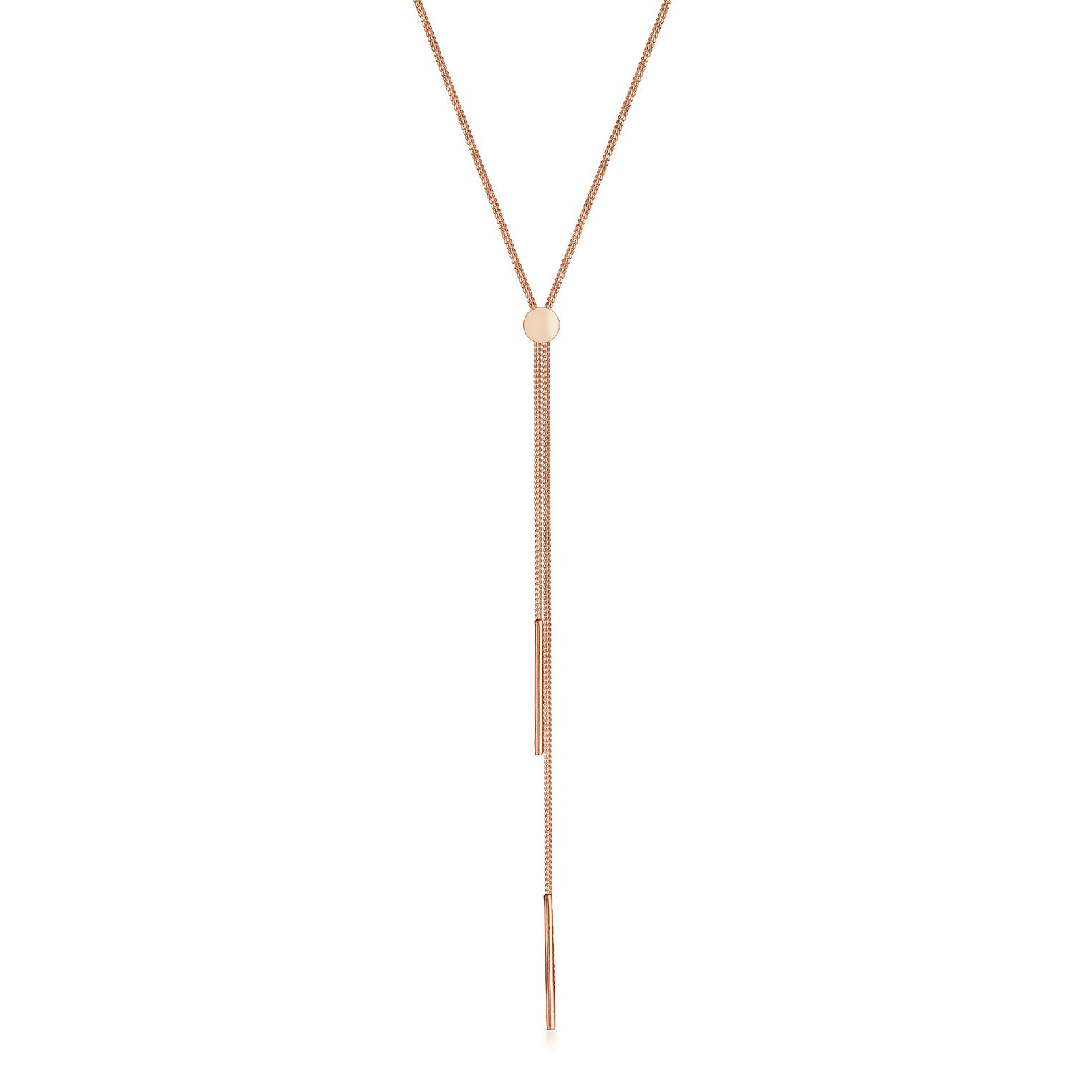 Rosegold Perhiasan Wanita Perak Asli - Silver Kalung  Y- Geo Bar Basic Trend Blogger Lapis Rosegold