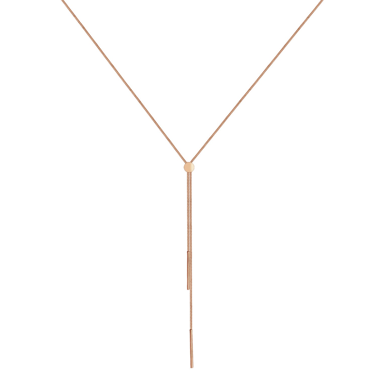 Rosegold Perhiasan Wanita Perak Asli - Silver Kalung  Y- Geo Bar Basic Trend Blogger Lapis Rosegold