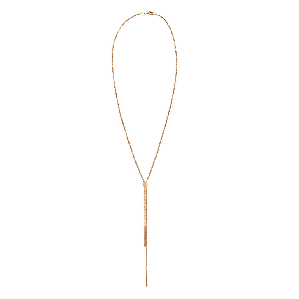Rosegold Perhiasan Wanita Perak Asli - Silver Kalung  Y- Geo Bar Basic Trend Blogger Lapis Rosegold