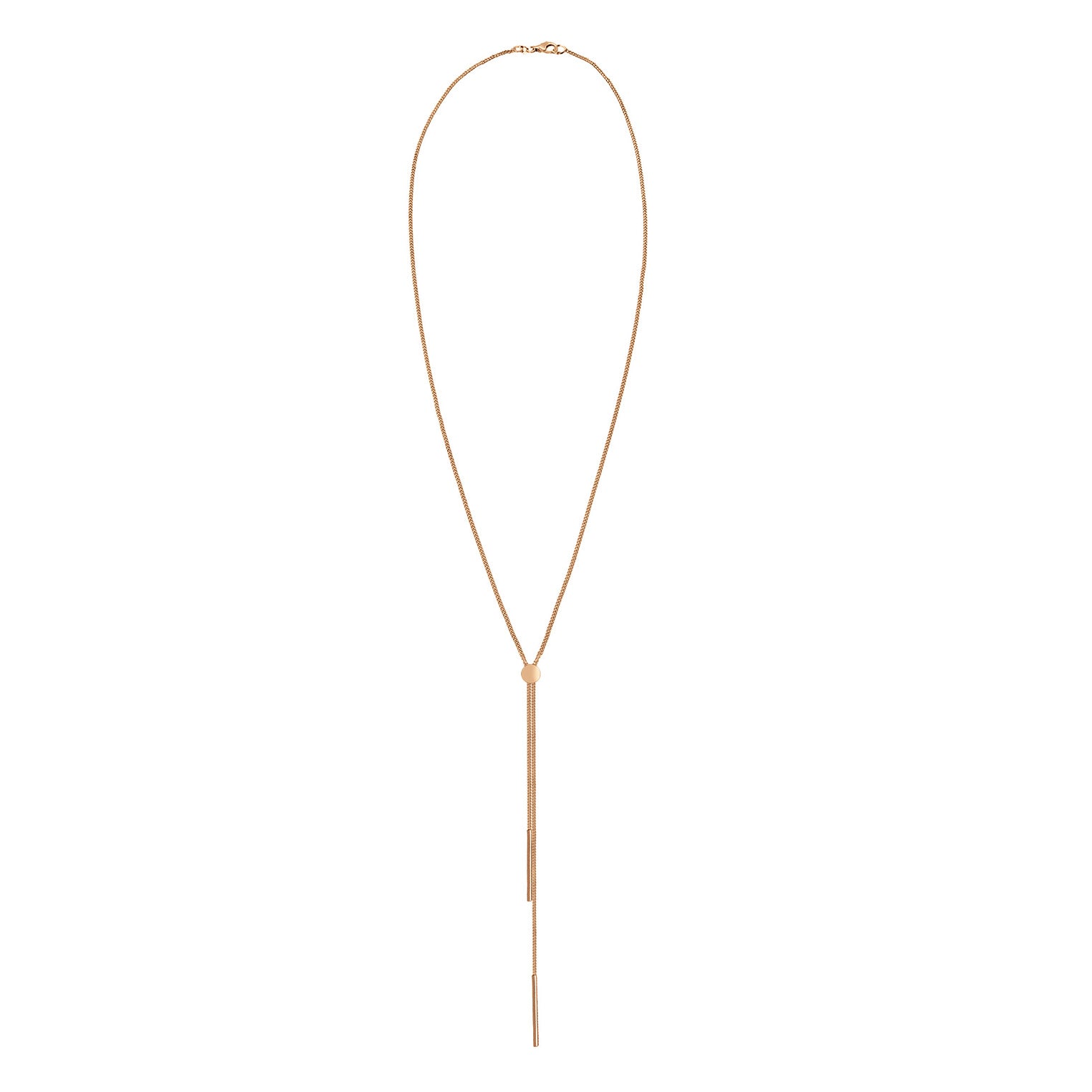 Rosegold Perhiasan Wanita Perak Asli - Silver Kalung  Y- Geo Bar Basic Trend Blogger Lapis Rosegold