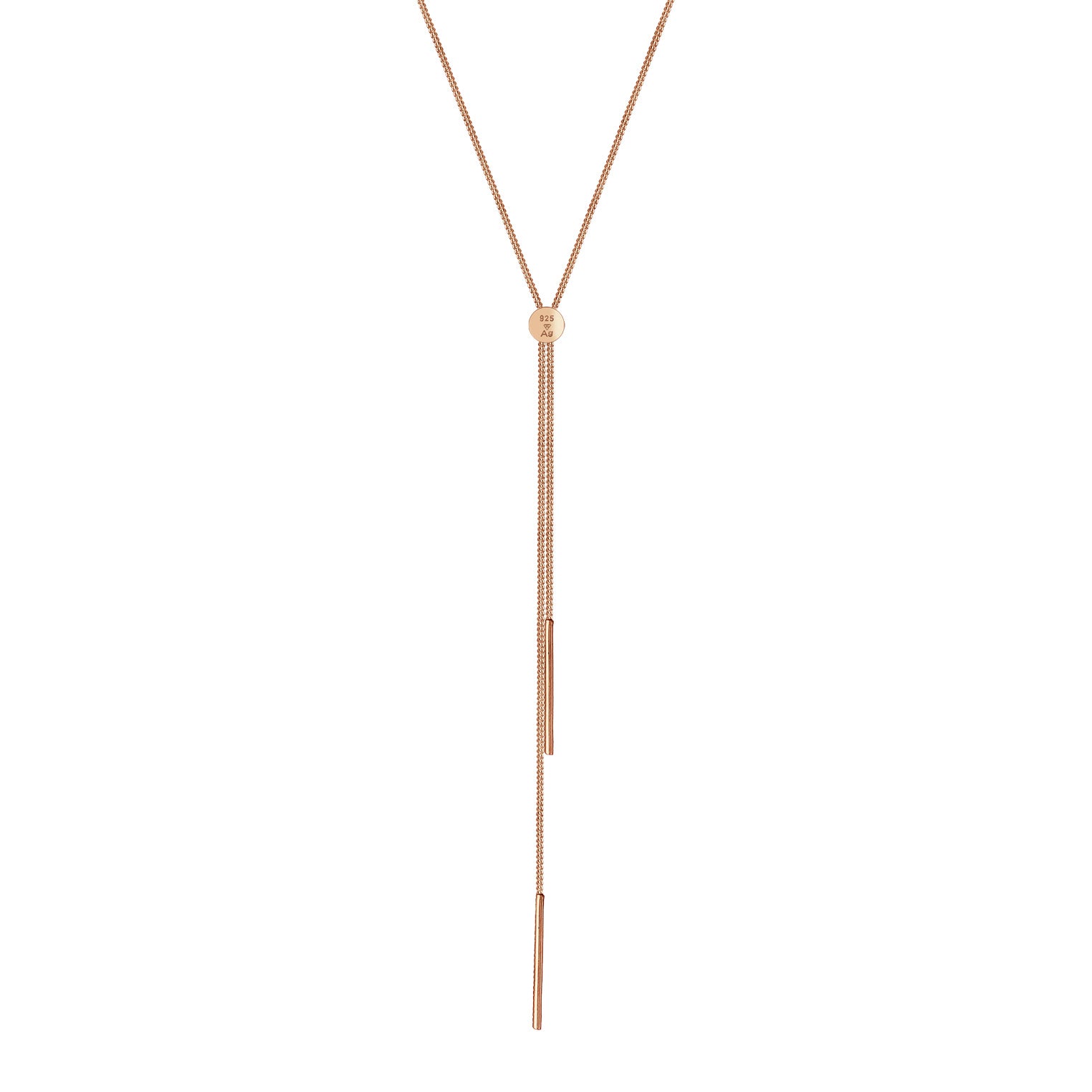 Rosegold Perhiasan Wanita Perak Asli - Silver Kalung  Y- Geo Bar Basic Trend Blogger Lapis Rosegold