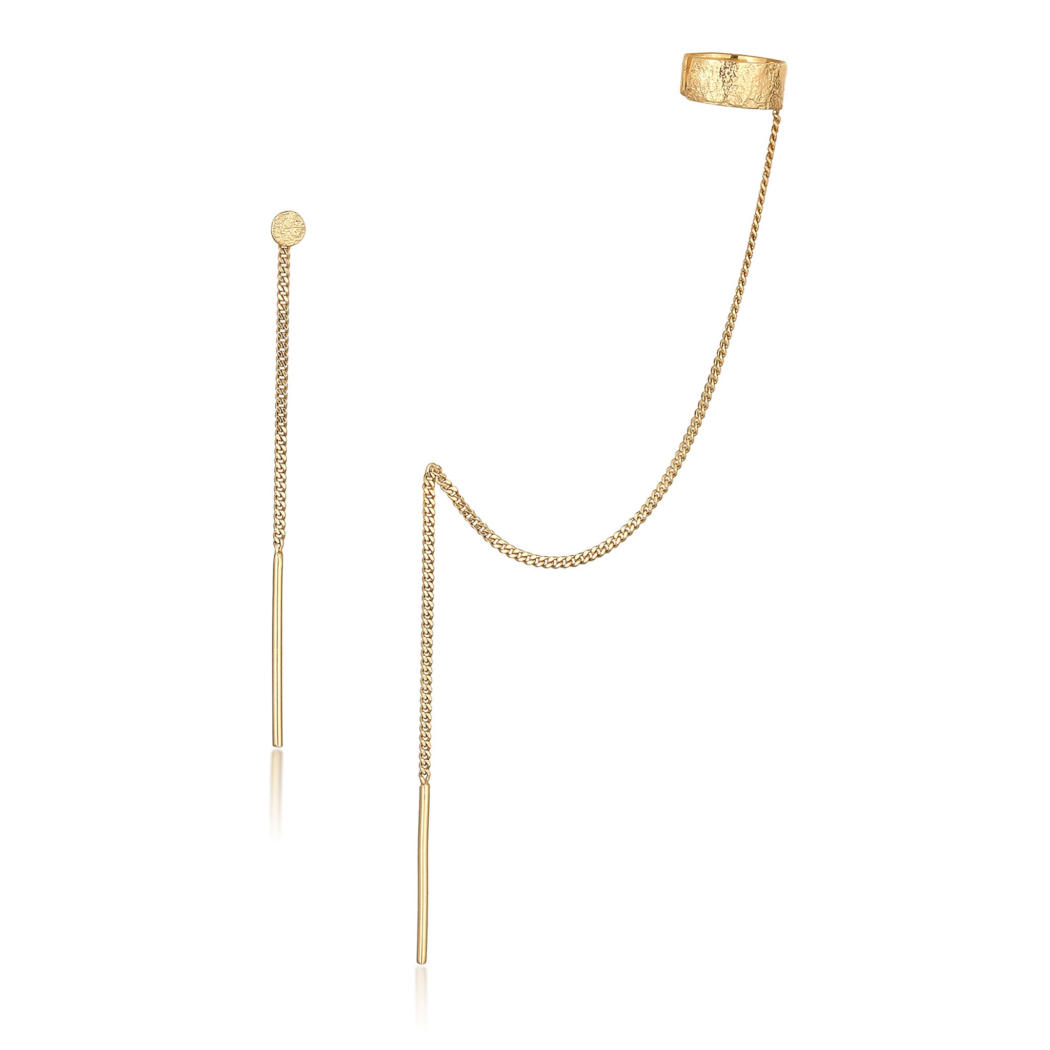 Gold Anting Perhiasan Perak 925 Wanita Earcuff Chain Pull Through Gold Plated