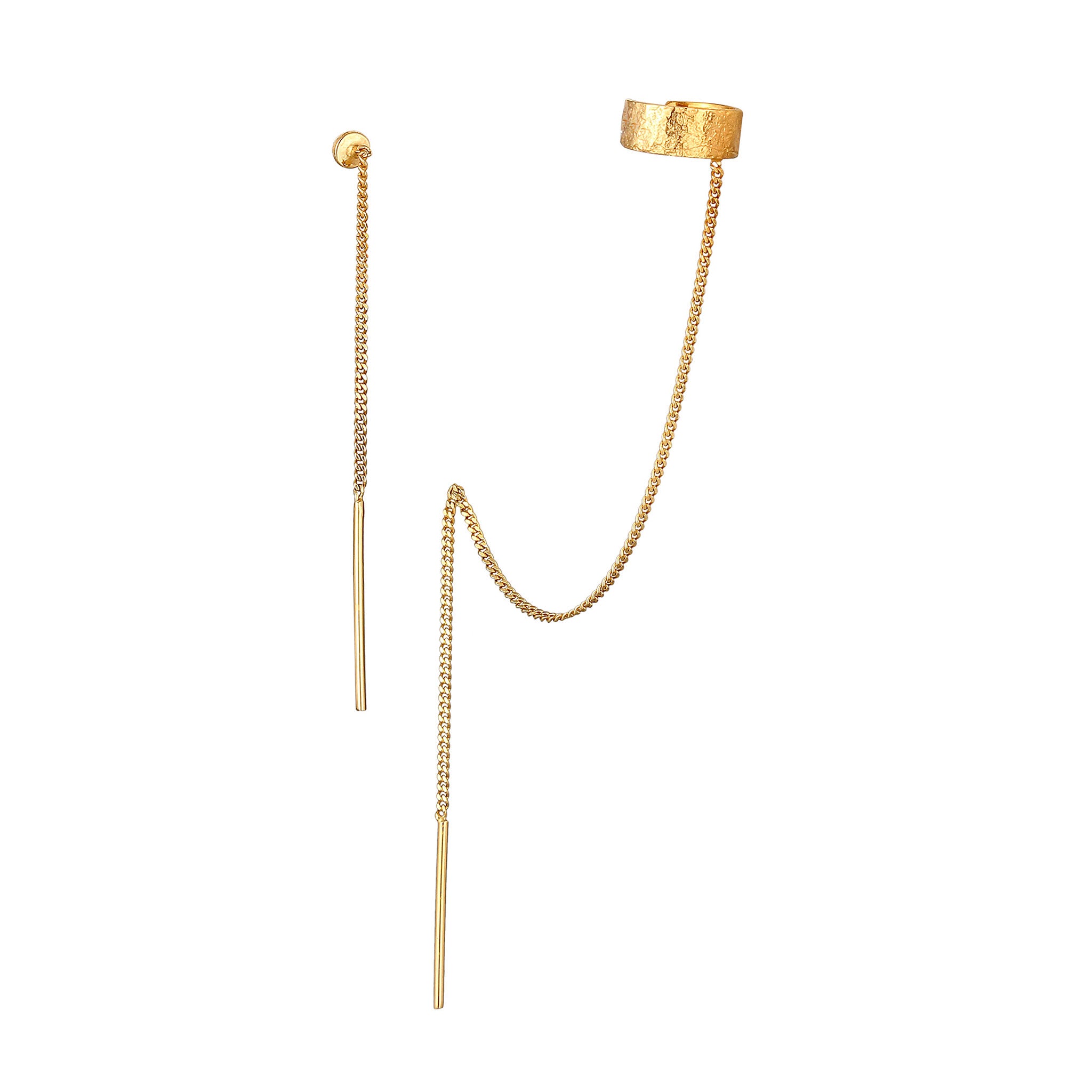 Gold Anting Perhiasan Perak 925 Wanita Earcuff Chain Pull Through Gold Plated