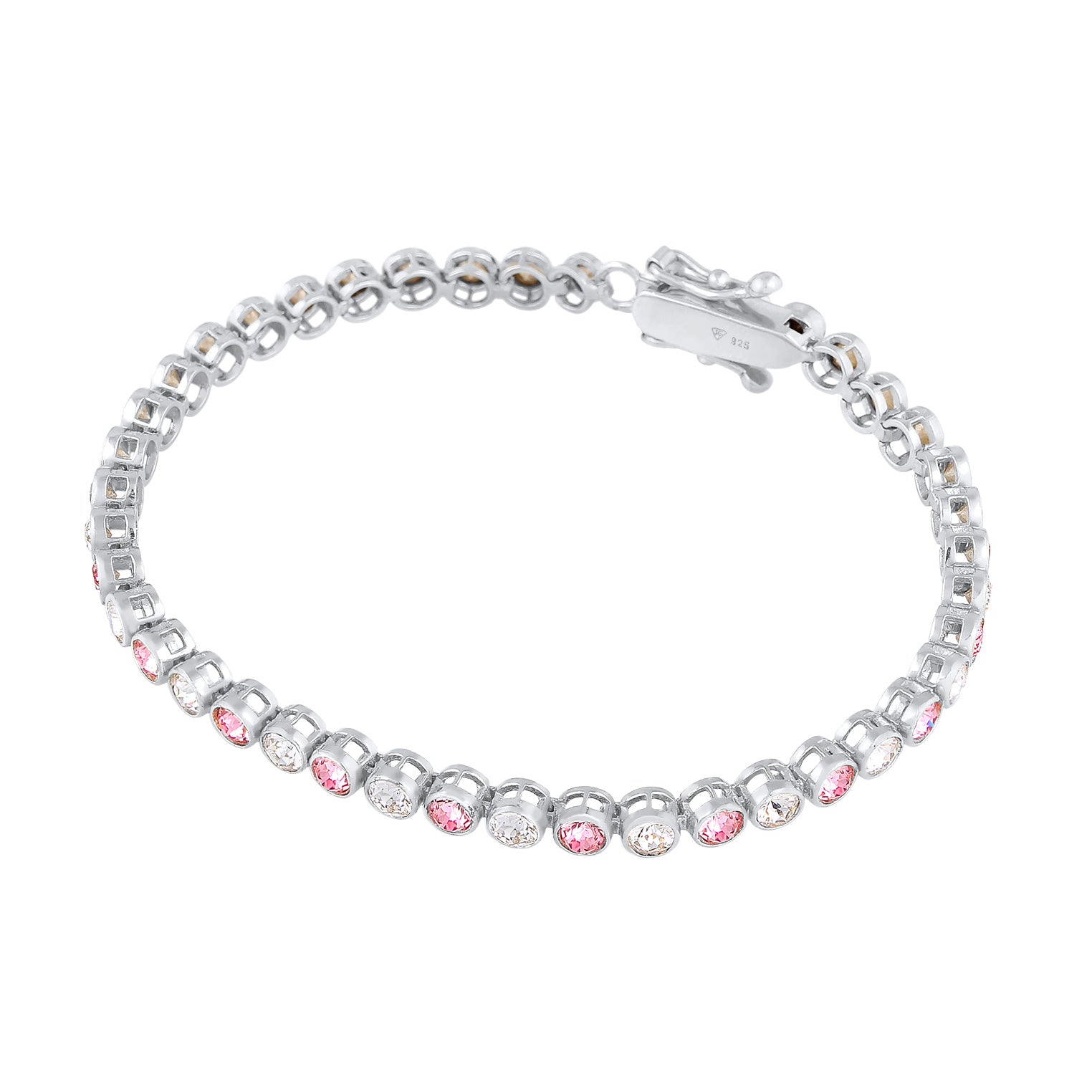 Silver Perhiasan Wanita Perak Asli - Silver Gelang Tennis Sparkling Trend Crystals Pink