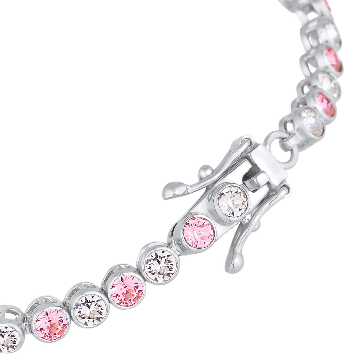 Silver Perhiasan Wanita Perak Asli - Silver Gelang Tennis Sparkling Trend Crystals Pink