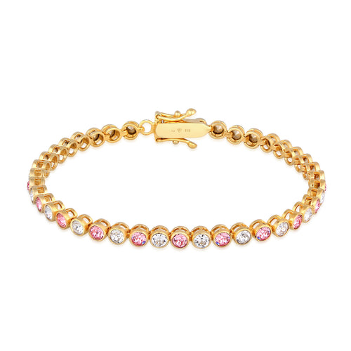 Gelang perak 925 lapis emas dengan sparkling crystal pink elegan Elli Jewelry