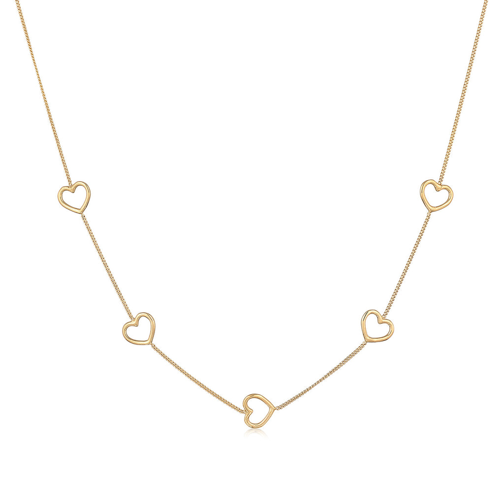 Gold Kalung Perhiasan Perak 925 Wanita Heart Symbol Love Cut-Out Gold Plated