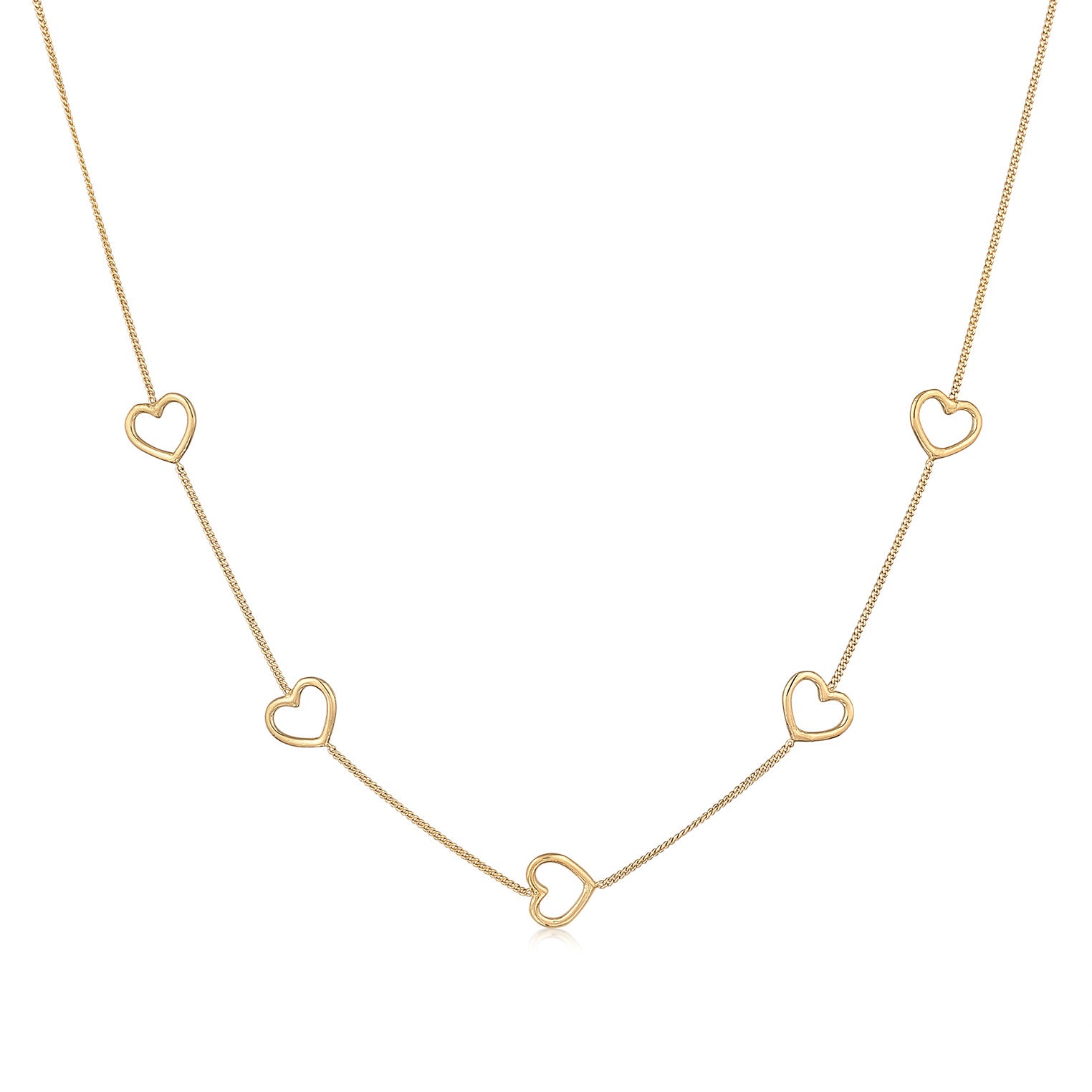 Gold Kalung Perhiasan Perak 925 Wanita Heart Symbol Love Cut-Out Gold Plated