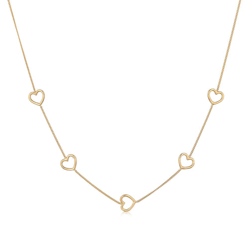 Gold Kalung Perhiasan Perak 925 Wanita Heart Symbol Love Cut-Out Gold Plated