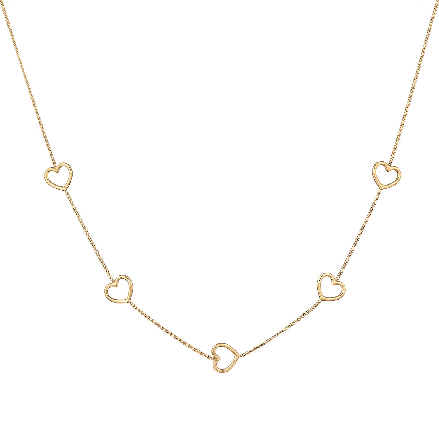 Gold Kalung Perhiasan Perak 925 Wanita Heart Symbol Love Cut-Out Gold Plated
