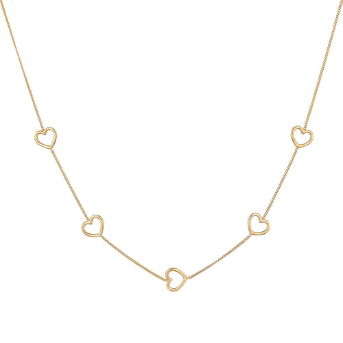 Gold Kalung Perhiasan Perak 925 Wanita Heart Symbol Love Cut-Out Gold Plated