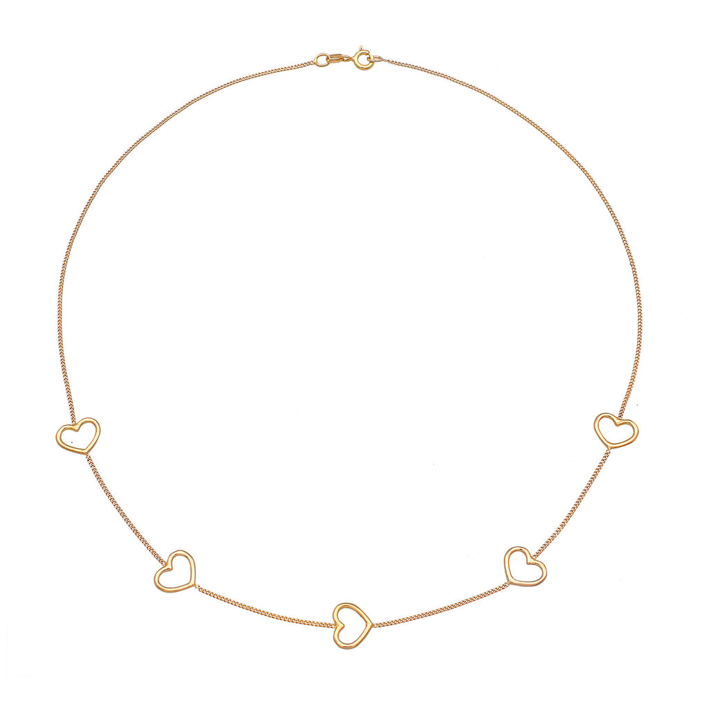 Gold Kalung Perhiasan Perak 925 Wanita Heart Symbol Love Cut-Out Gold Plated