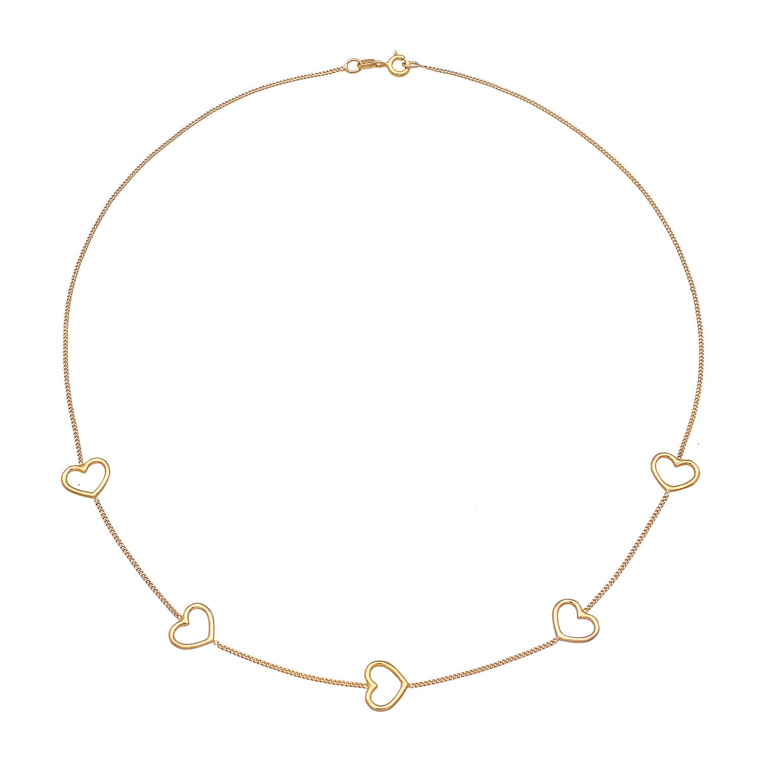 Gold Kalung Perhiasan Perak 925 Wanita Heart Symbol Love Cut-Out Gold Plated