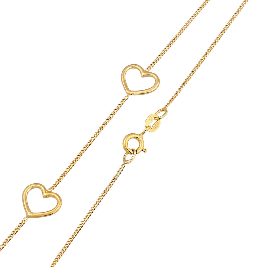 Gold Kalung Perhiasan Perak 925 Wanita Heart Symbol Love Cut-Out Gold Plated
