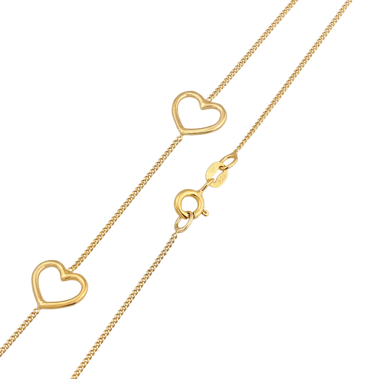 Gold Kalung Perhiasan Perak 925 Wanita Heart Symbol Love Cut-Out Gold Plated