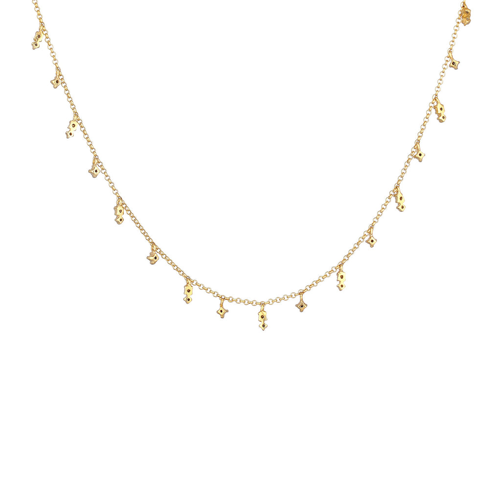 Gold Kalung Perhiasan Perak 925 Wanita Pendant Sparkling Crystal Pink Rose Gold Plated