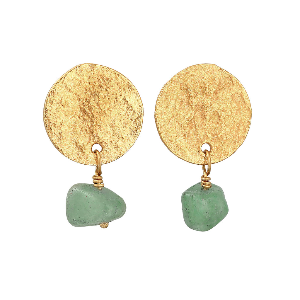 Gold Anting Perhiasan Perak 925 Wanita Plate Pendant Vintage Aventurine Gold Plated