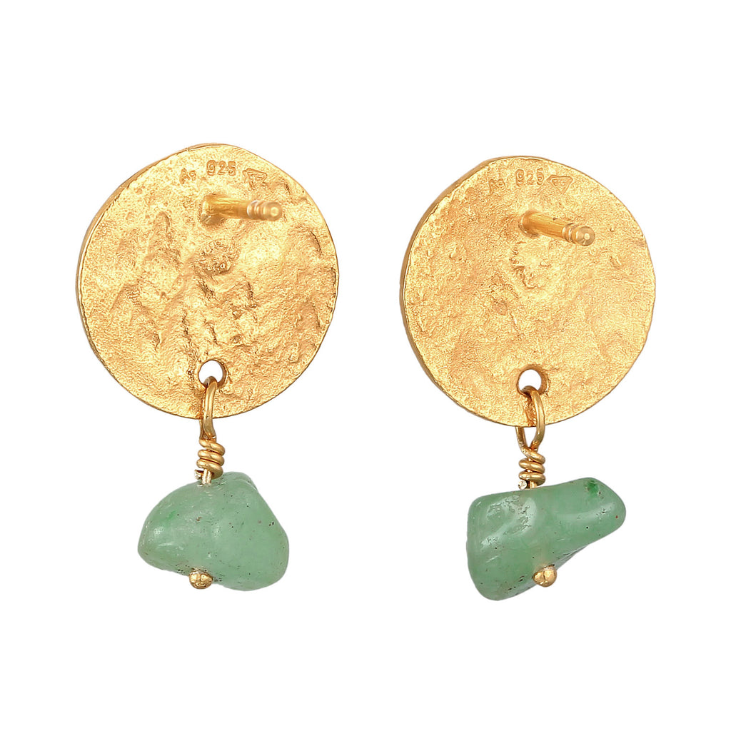 Gold Anting Perhiasan Perak 925 Wanita Plate Pendant Vintage Aventurine Gold Plated