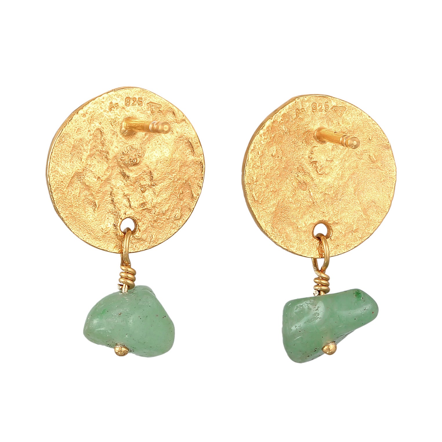 Gold Anting Perhiasan Perak 925 Wanita Plate Pendant Vintage Aventurine Gold Plated