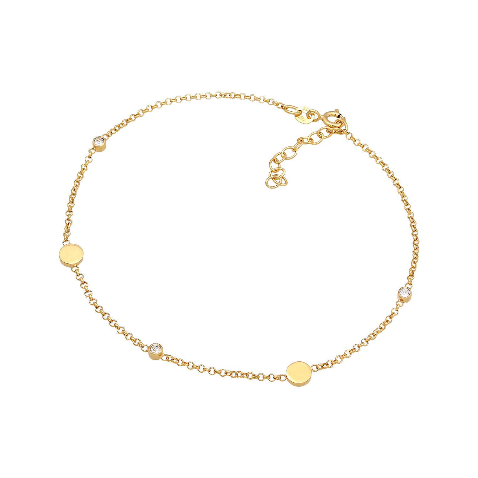 Gold Gelang Kaki Perhiasan Perak 925 Wanita Platelet Basic with Crystals Gold Plated