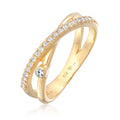 Gold Cincin Perhiasan Perak 925 Wanita Wrap X Shape Sparkling Crystals Gold Plated