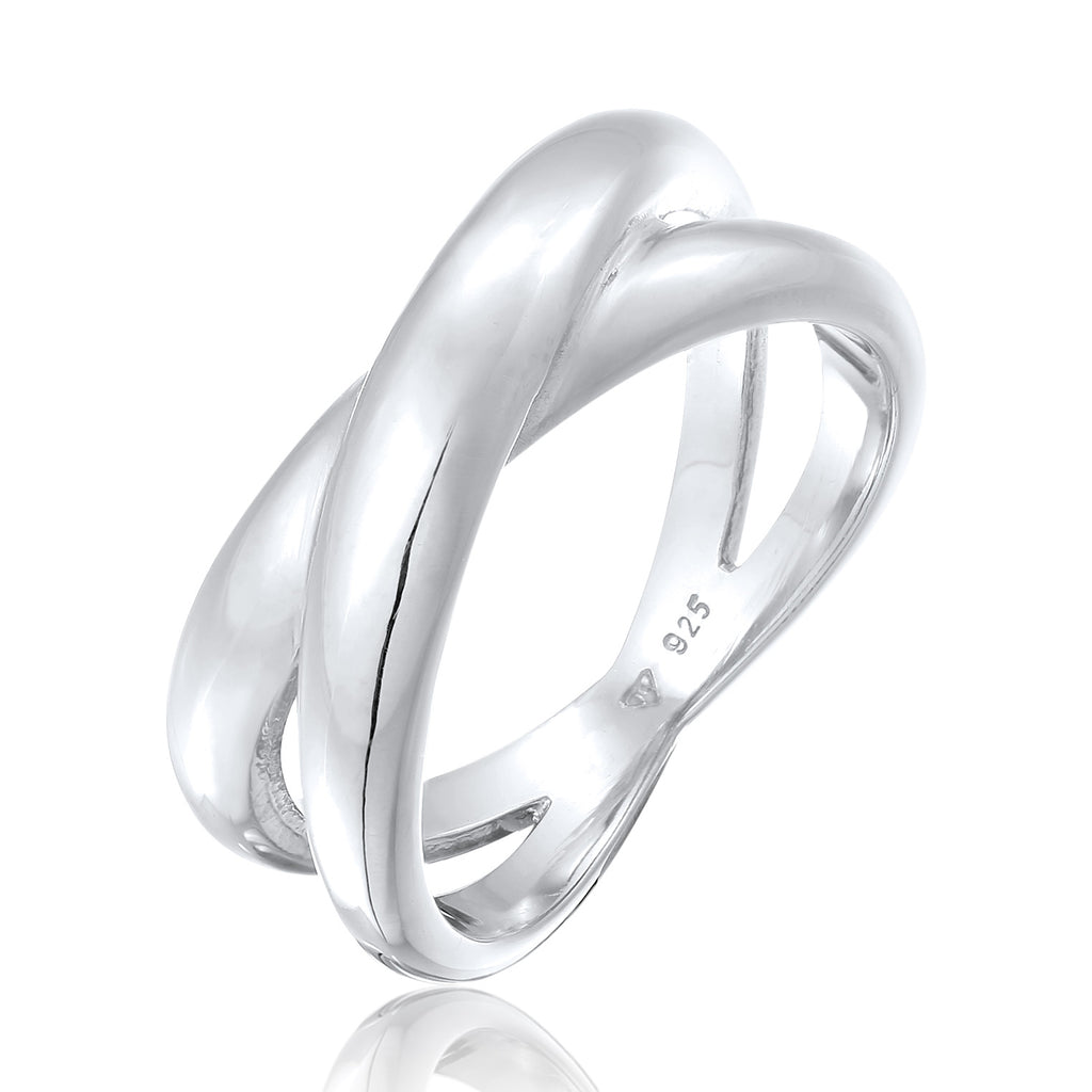 Silver Ring Wrap X Shape Cross Trend In 925 Sterling Silver