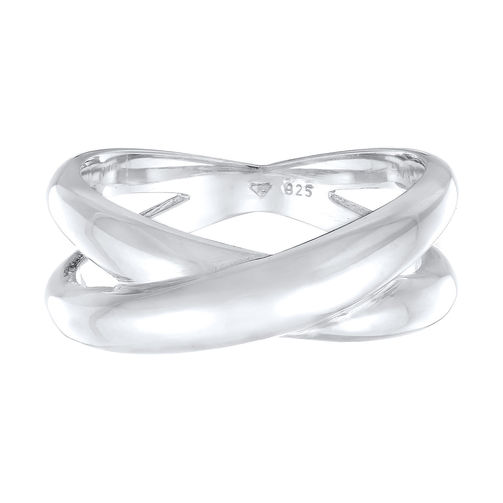 Silver Ring Wrap X Shape Cross Trend In 925 Sterling Silver