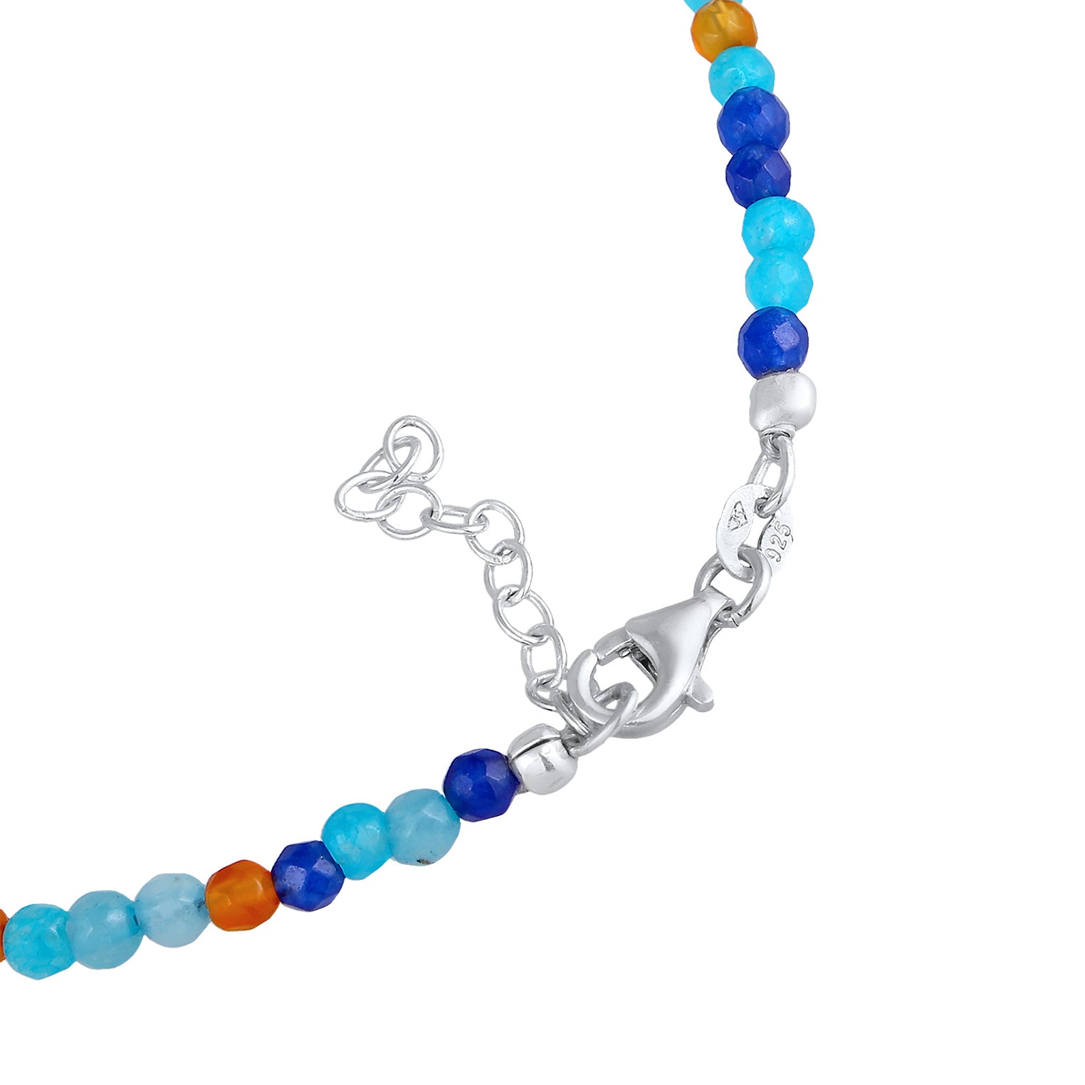 Silver Gelang Kaki Perhiasan Perak 925 Wanita Balls Boho Agate Blue