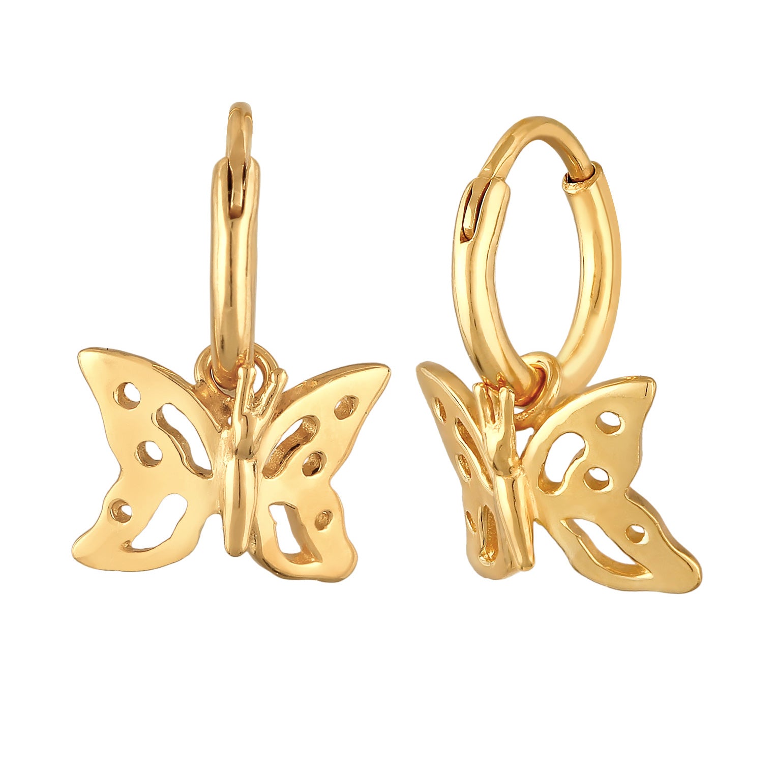Gold Perhiasan Wanita Perak Asli - Silver Anting  Creoles Butterfly Pendant gold plated