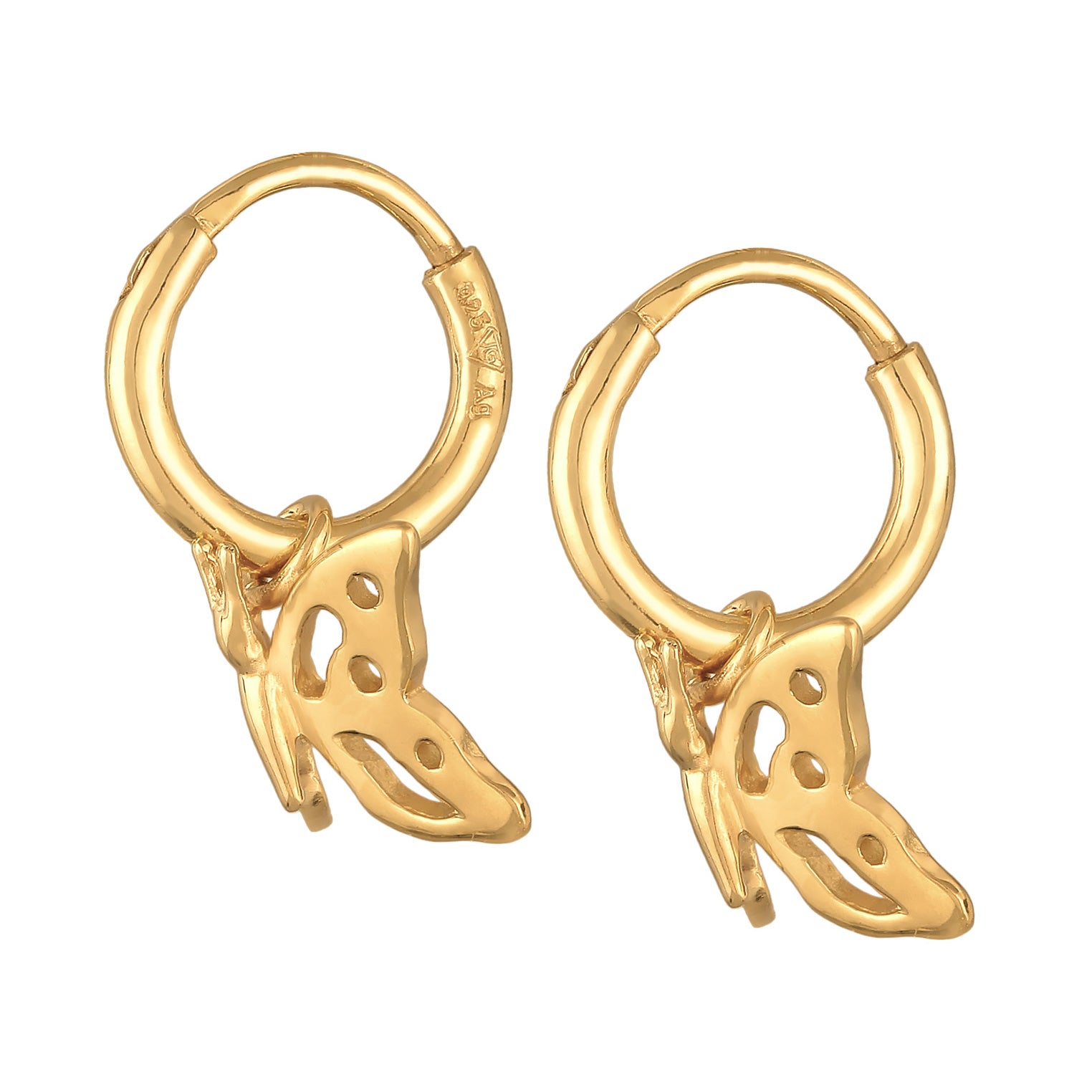 Gold Perhiasan Wanita Perak Asli - Silver Anting  Creoles Butterfly Pendant gold plated