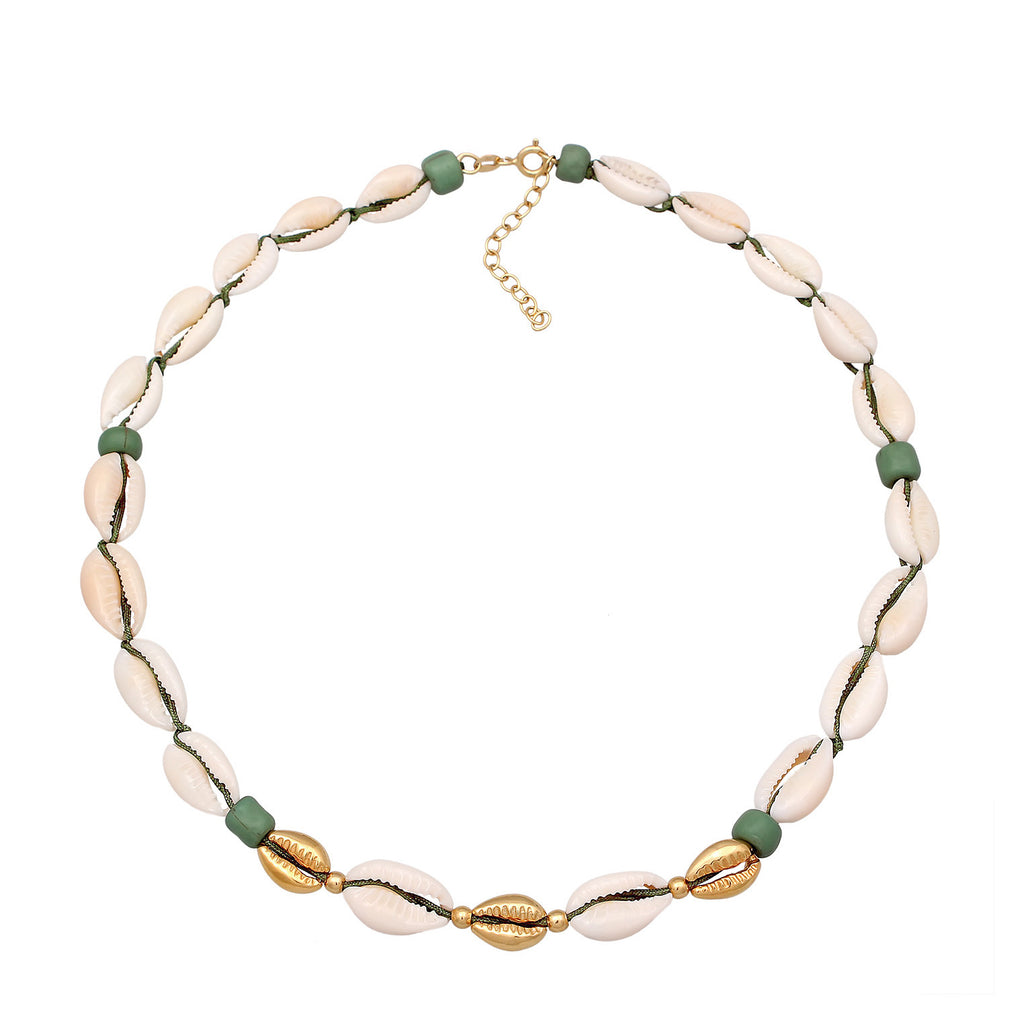 Gold Kalung Perhiasan Perak 925 Wanita Shell Choker Pearl Gold Plated